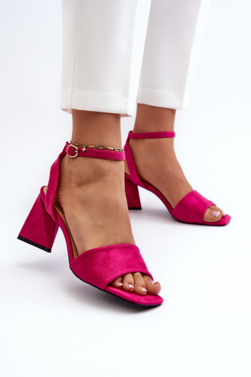 Sandales à talons hauts pour femmes en Eco Daim Fuchsia Upttima