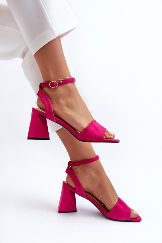 Sandales à talons hauts pour femmes en Eco Daim Fuchsia Upttima
