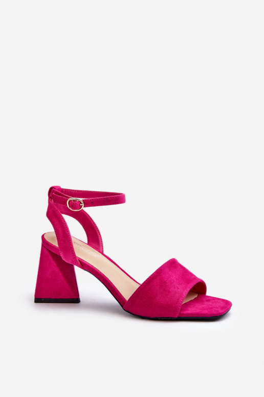 Sandales à talons hauts pour femmes en Eco Daim Fuchsia Upttima