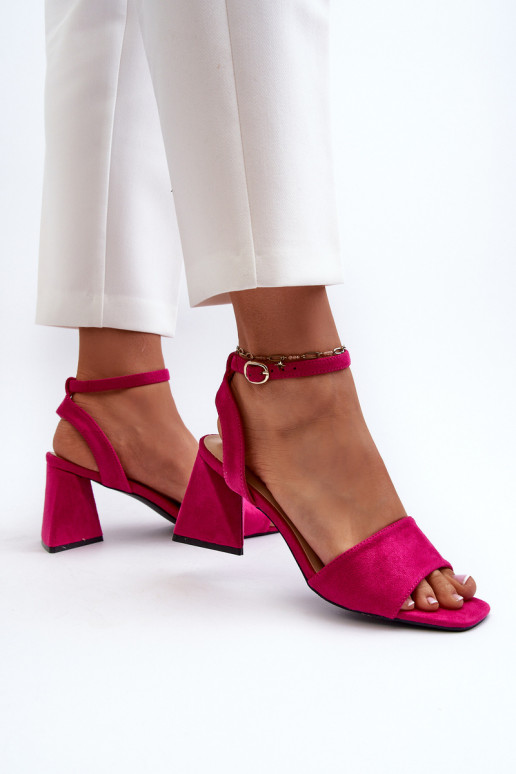 Sandales à talons hauts pour femmes en Eco Daim Fuchsia Upttima