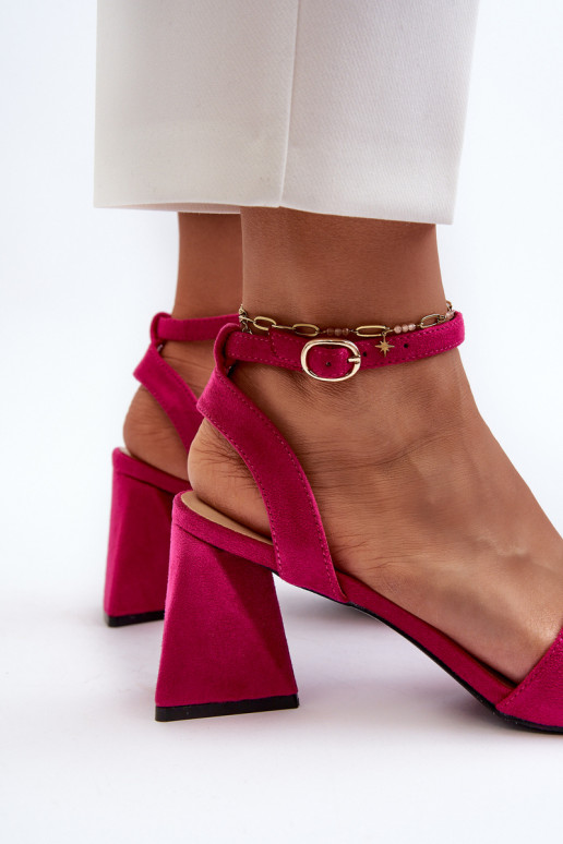 Sandales à talons hauts pour femmes en Eco Daim Fuchsia Upttima