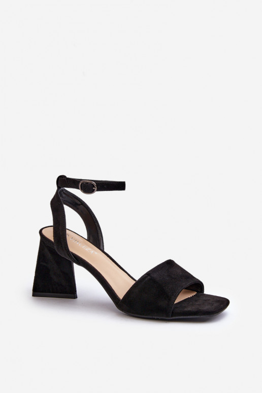 Sandales à talons hauts pour femmes en Eco Suede Noir Upttima Sandales à talons hauts pour femmes en Eco Suede Noir Upttima