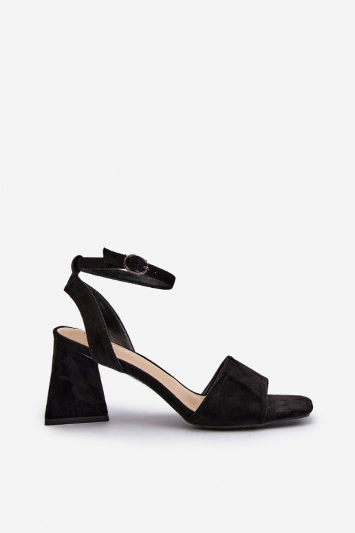 Sandales à talons hauts pour femmes en Eco Suede Noir Upttima