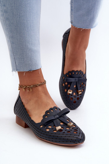 Ballerines ajourées avec rubans bleu foncé Unstable