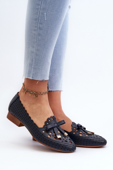 Ballerines ajourées avec rubans bleu foncé Unstable 2