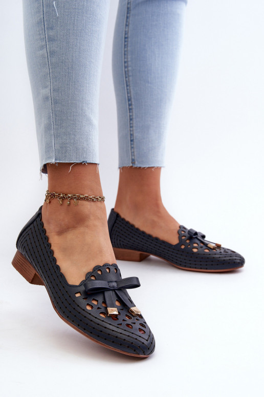 Ballerines ajourées avec rubans bleu foncé Unstable