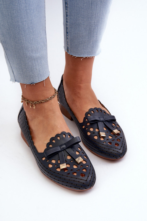 Ballerines ajourées avec rubans bleu foncé Unstable