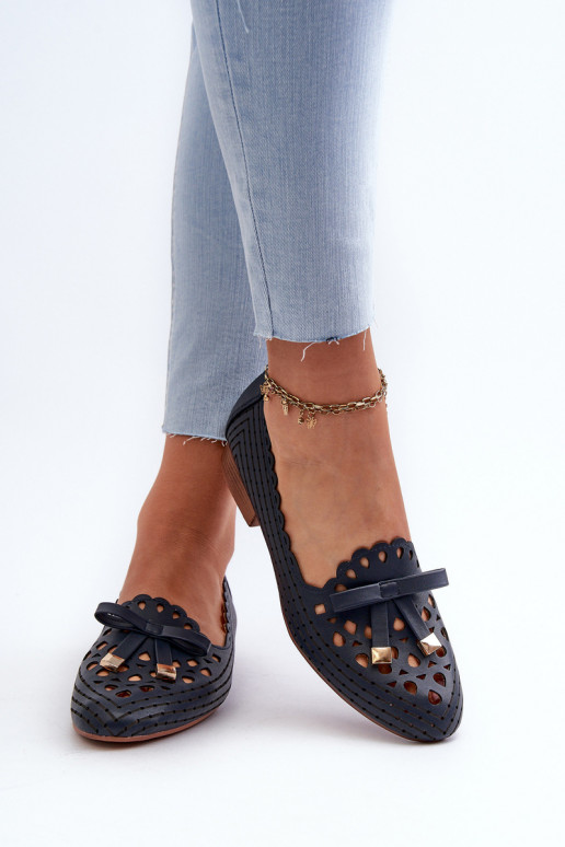 Ballerines ajourées avec rubans bleu foncé Unstable