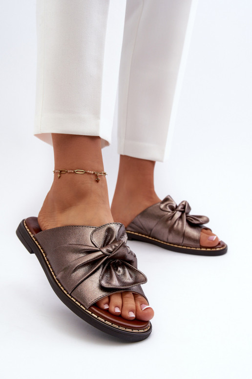 Chaussons pour femmes à talons larges couleur cuivre Nelvira
