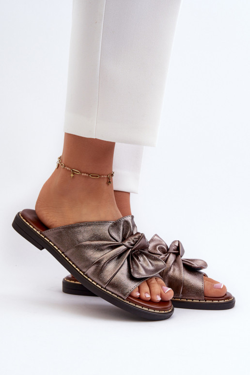 Chaussons pour femmes à talons larges couleur cuivre Nelvira