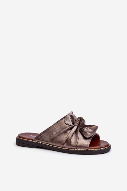 Chaussons pour femmes à talons larges couleur cuivre Nelvira