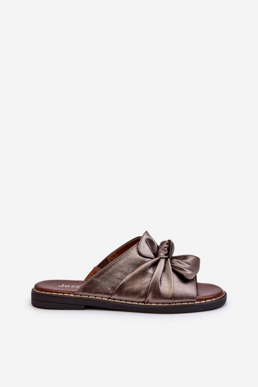 Chaussons pour femmes à talons larges couleur cuivre Nelvira