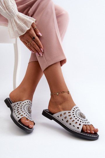 avec brillance Chaussons pour femmes à talons larges avec ornements couleur argent Ebirena 2