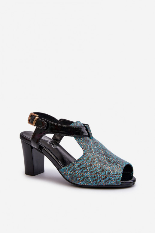 Sandales à talons hauts pour femmes en éco-cuir turquoise Queenmarie