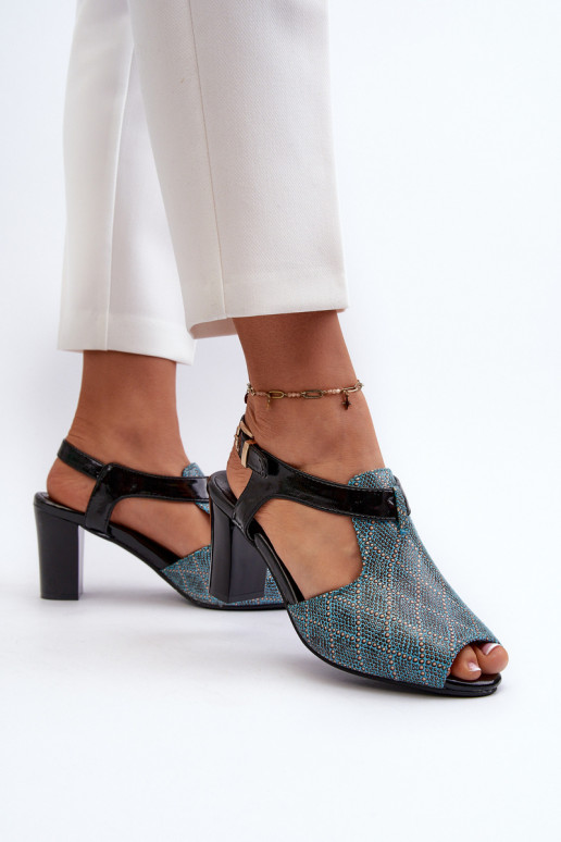 Sandales à talons hauts pour femmes en éco-cuir turquoise Queenmarie