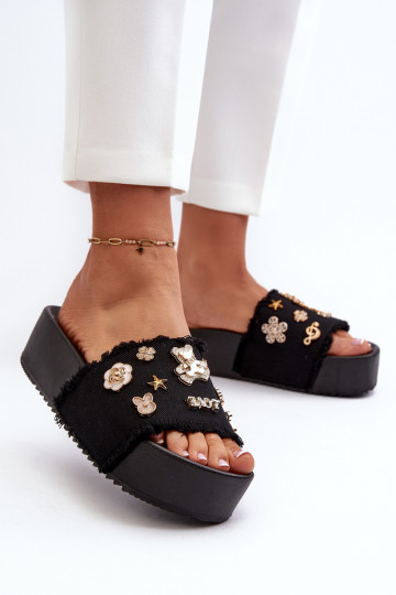 Tongs Plateforme Femme Noir Zranesia