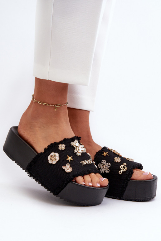 Tongs Plateforme Femme Noir Zranesia