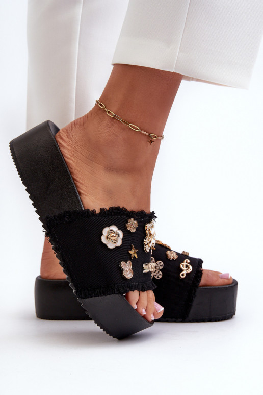 Tongs Plateforme Femme Noir Zranesia