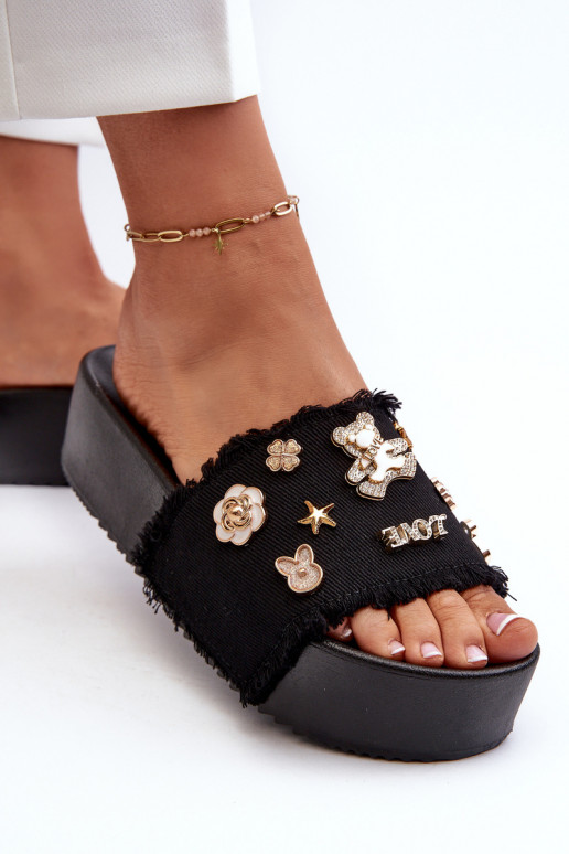 Tongs Plateforme Femme Noir Zranesia