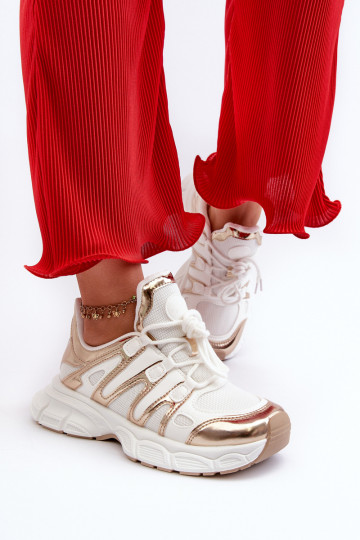 Baskets modèle chaussures Couleur blanc-or Ahmani