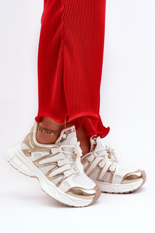 Baskets modèle chaussures Couleur blanc-or Ahmani