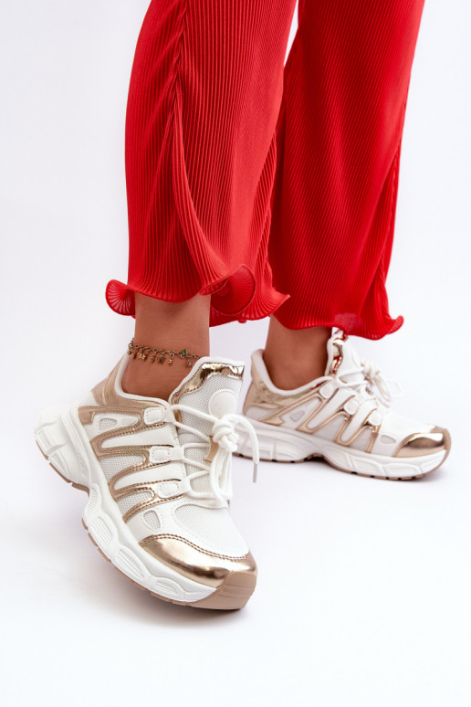 Baskets modèle chaussures Couleur blanc-or Ahmani