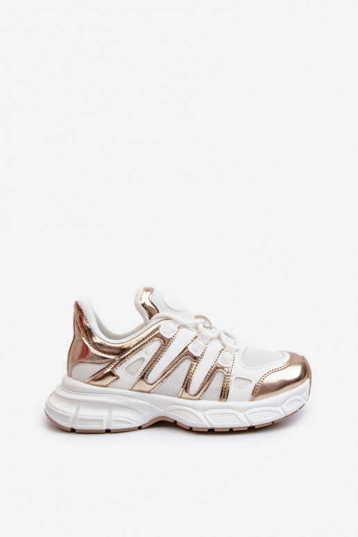 Baskets modèle chaussures Couleur blanc-or Ahmani