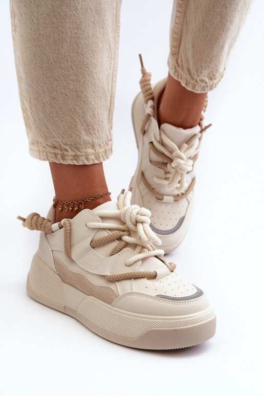 Baskets modèle chaussures à plateforme beige Moariella