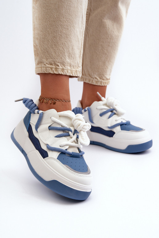 Baskets modèle chaussures à plateforme de couleur bleue Moariella