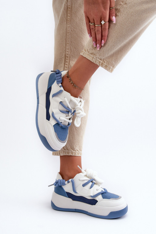 Baskets modèle chaussures à plateforme de couleur bleue Moariella