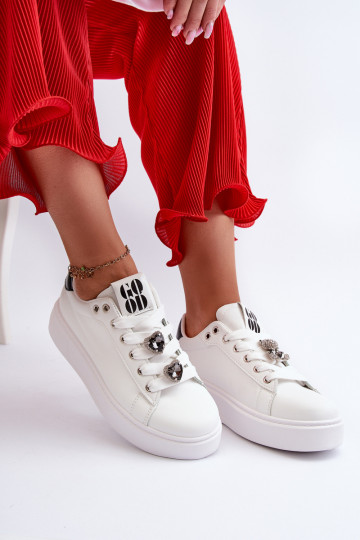 Baskets femme à plateforme avec coeurs, azamia blanc 2