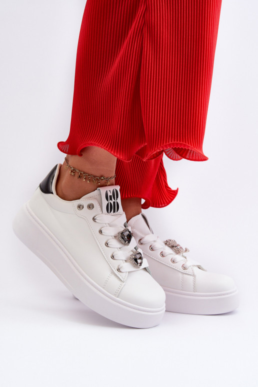 Baskets femme à plateforme avec coeurs, azamia blanc