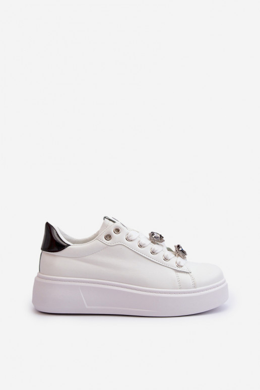 Baskets femme à plateforme avec coeurs, azamia blanc