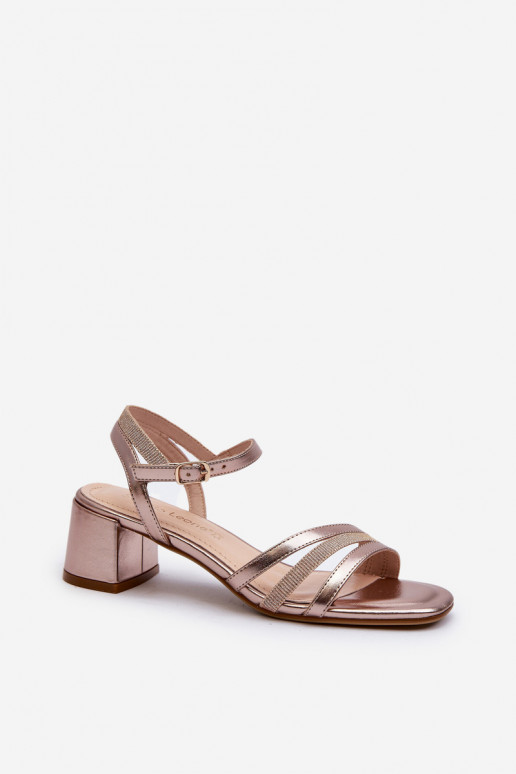 Sandales pour femmes à talon bas en éco-cuir Sergio Leone SK046 couleur or rose
