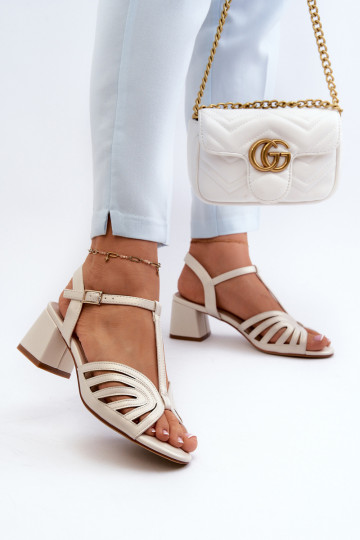 Élégantes sandales à talons Sergio Leone SK880 nacre