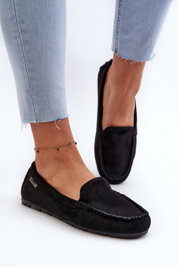 Mocassins pour femmes en Eco Suède Noir Amrutia
