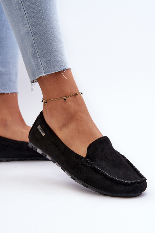 Mocassins pour femmes en Eco Suède Noir Amrutia