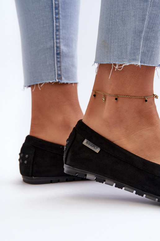 Mocassins pour femmes en Eco Suède Noir Amrutia