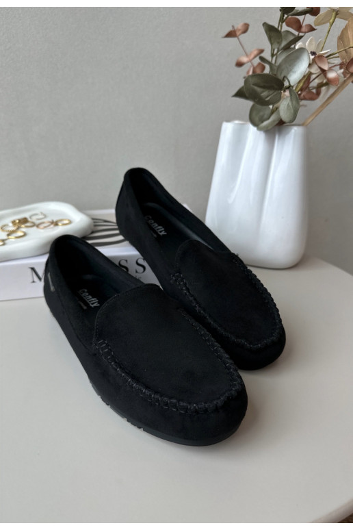 Mocassins pour femmes en Eco Suède Noir Amrutia