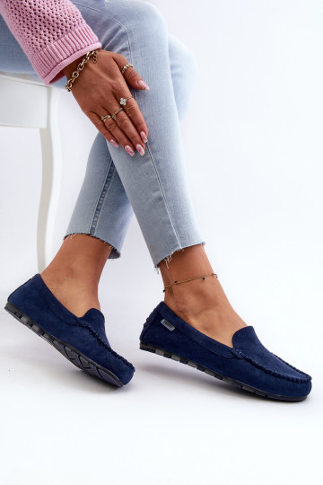 Mocassins en daim synthétique pour femmes, bleu foncé Amrutia 2