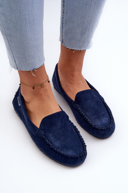 Mocassins Femme Daim Bio Bleu Marine Amrutia