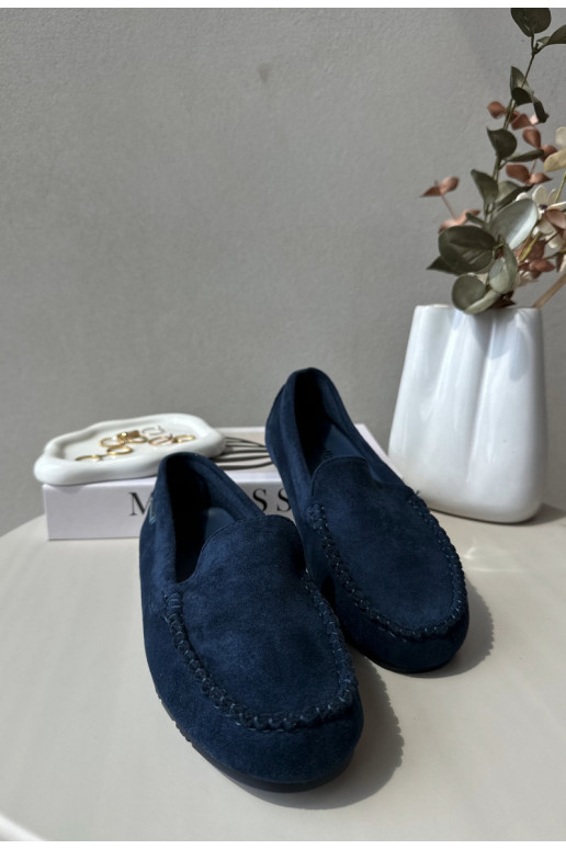 Mocassins Femme Daim Bio Bleu Marine Amrutia