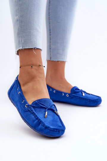Mocassins élégants en daim bleu Si Passione