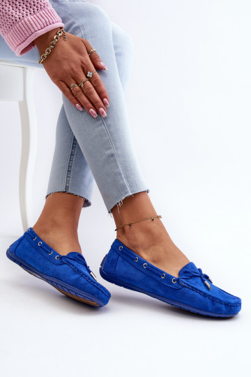 Mocassins élégants en daim bleu Si Passione 2