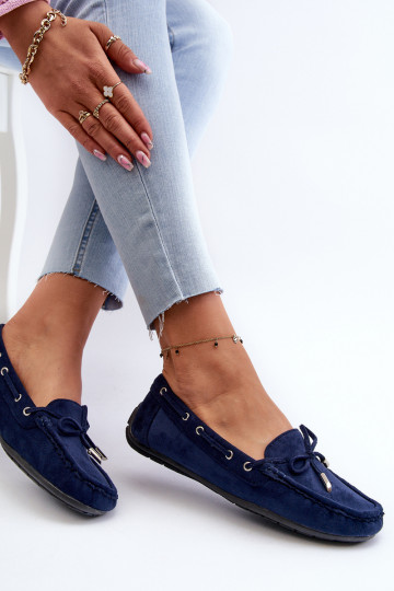 Mocassins élégants en daim bleu foncé Si Passione