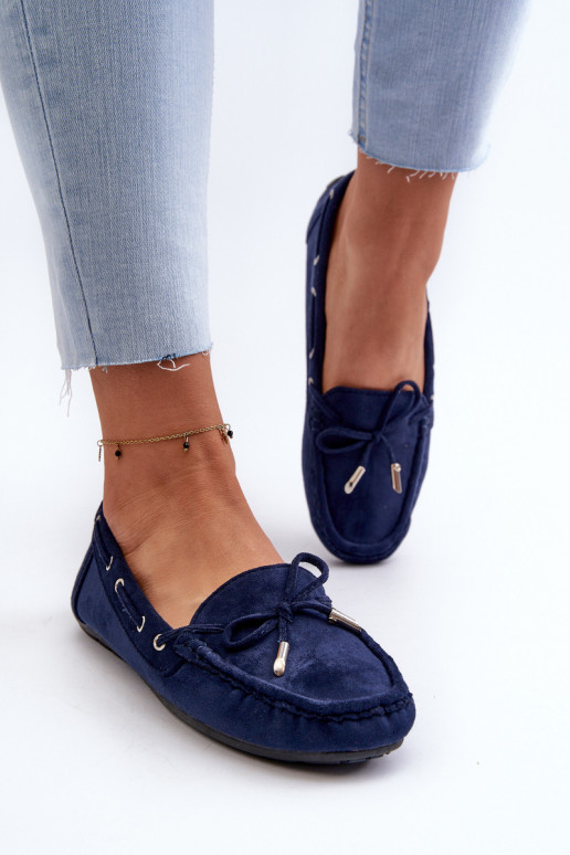 Mocassins élégants en daim bleu foncé Si Passione