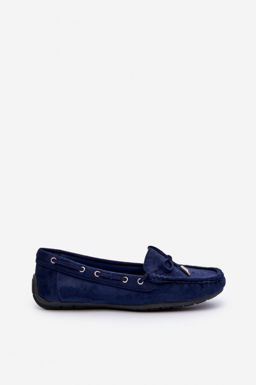 Mocassins élégants en daim bleu foncé Si Passione