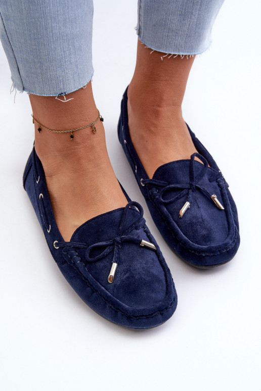 Mocassins élégants en daim bleu foncé Si Passione
