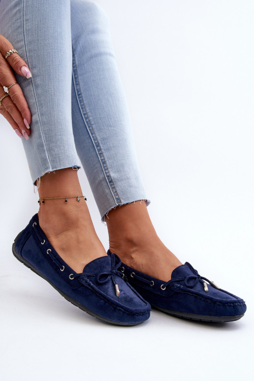Mocassins élégants en daim bleu foncé Si Passione