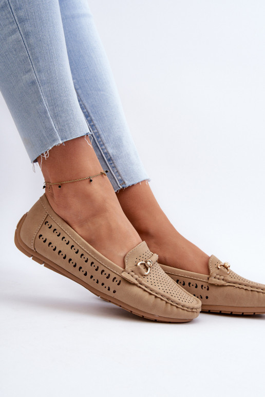 Mocassins femme ajourés avec ornements marron Kaydance